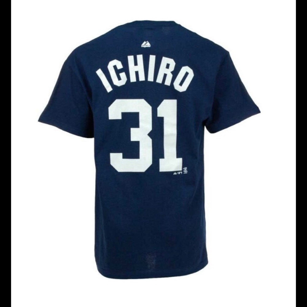 Majestic Ichiro Suzuki New York Yankees Jersey T Shirt MLB Baseball Blue Size L